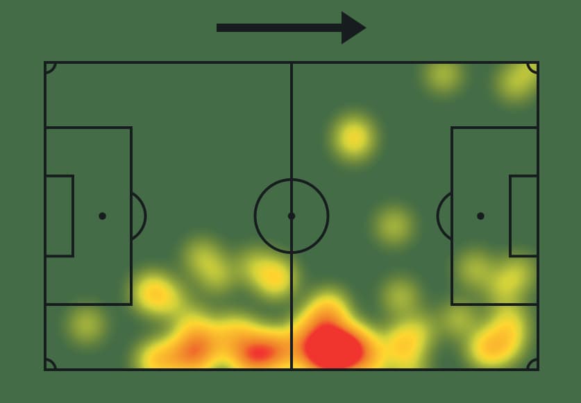 Mapa de calor de Felipe Anderson aberto pela direita contra o Cerro Porteño - Sofascore