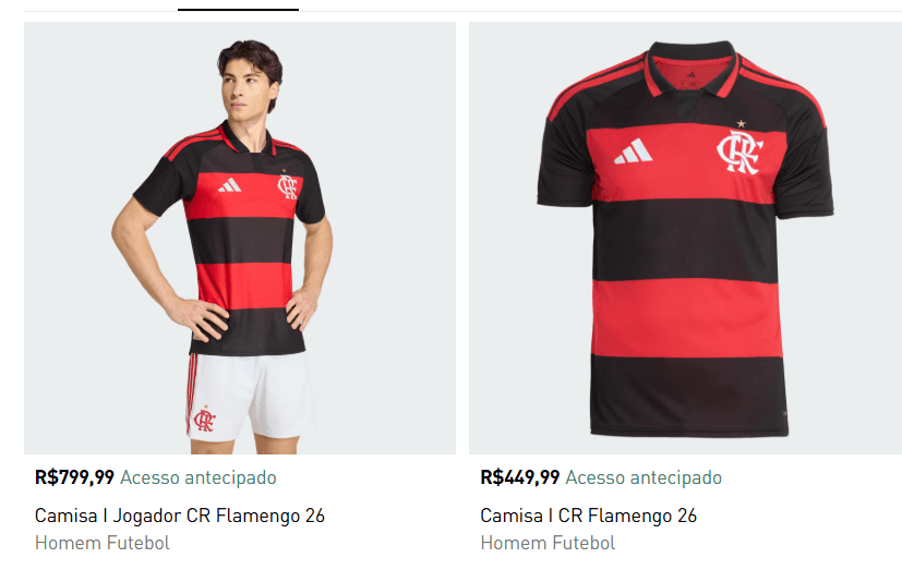 Camisas disponíveis na loja da Adidas - Reprodução