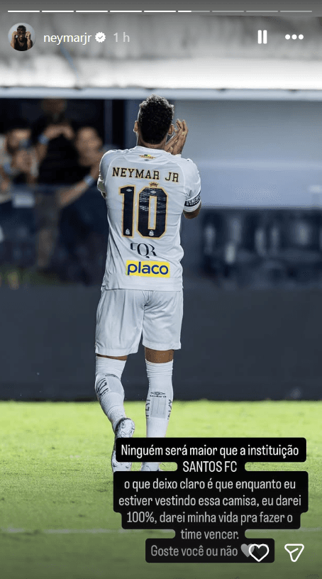 Post de Neymar no Instagram - Reprodução