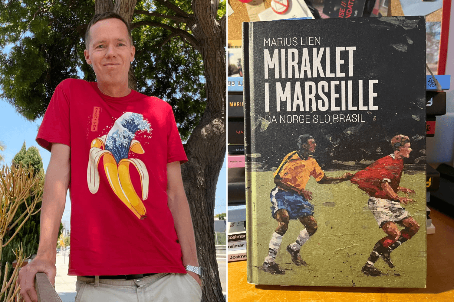 Marius Lien e o livro que escreveu sobre Brasil 1x2 Noruega, em 1998