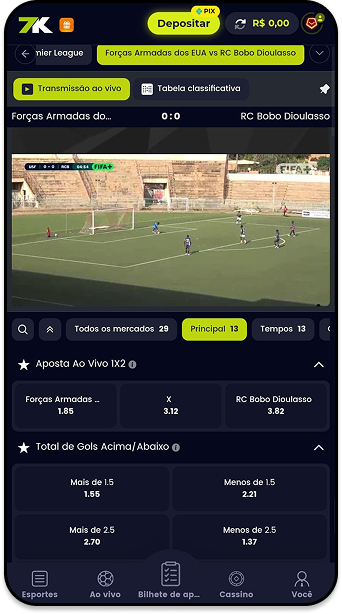 Transmissão ao vivo na Bet7K em alta definição