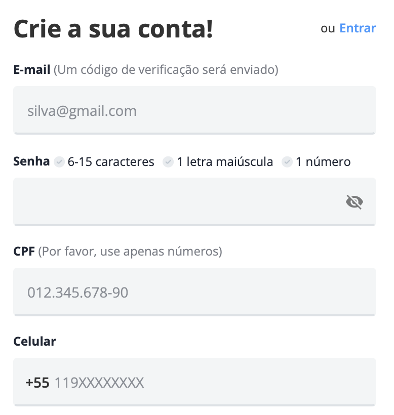 página de cadastro no site da novibet