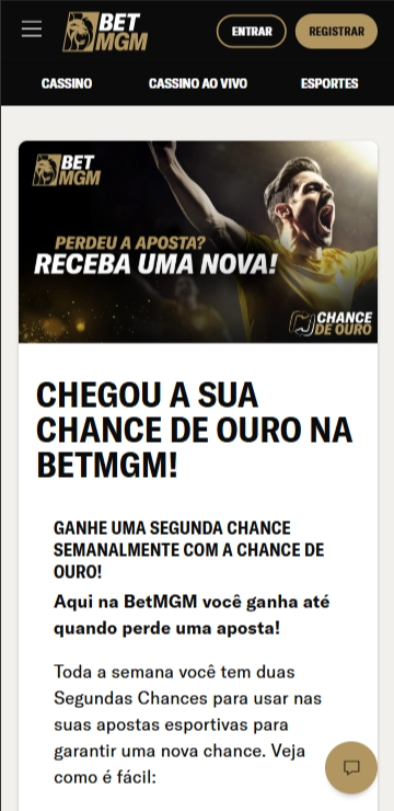 Promoção Chance de Ouro BetMGM