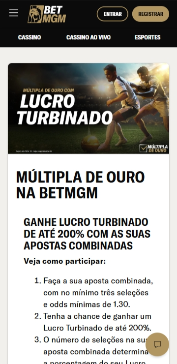 Promoção lucro turbinado na BetMGM