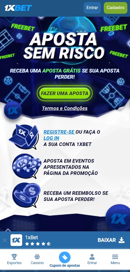 Promoção de aposta sem risco na 1xbet