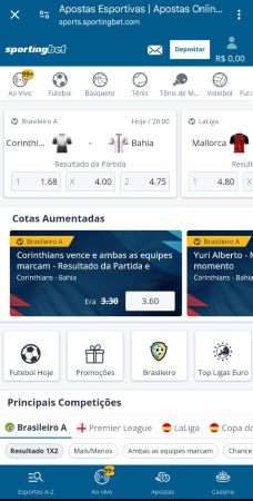 Página inicial do aplicativo Sportingbet