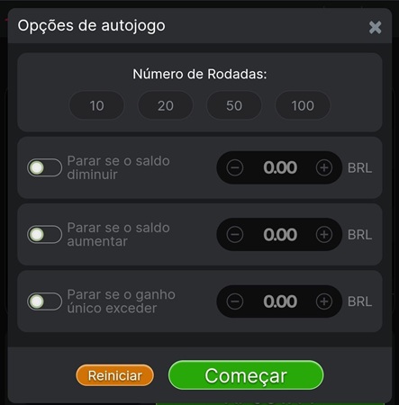 Opções de autojogo no Aviator