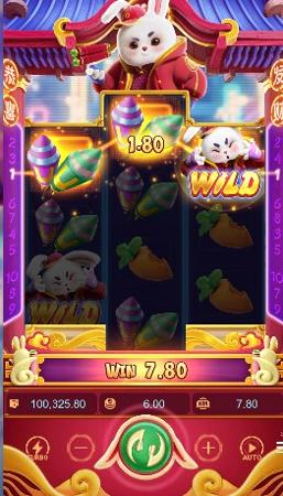 Tela do jogo Fortune Rabbit mostrando as linhas pagadoras ativas em destaque no slot