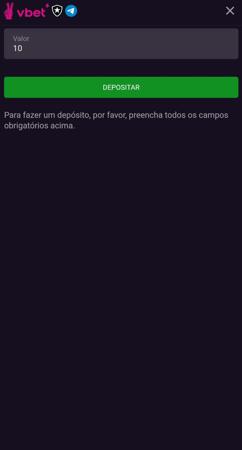 Tela de depósito na  VBET com a opção de inserir valor e botão verde destacado para confirmar o depósito via Pix.