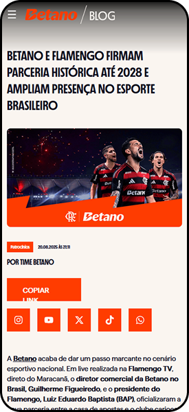 Betano e Flamengo confirmam parceria até 2028 por meio de um dos maiores contratos da história do futebol brasileiro