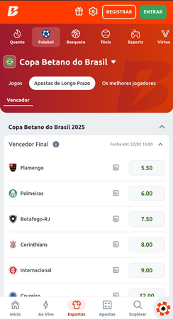 Captura de tela do site Betano