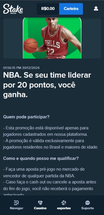 NBA 20 pontos Stake