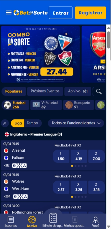 Página principal da Bet dá Sorte
