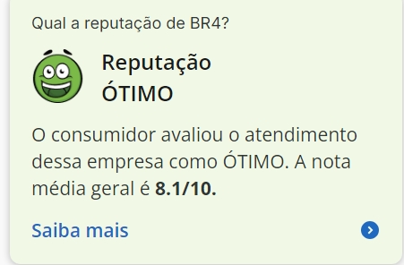 Reputação da Br4bet no Reclame Aqui com nota 8.1/10
