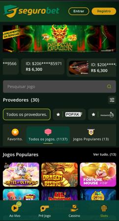 Segurobet cassino apresentando jogos como Gates of Olympus, Dragon Rising e Fortune Mouse.