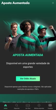 Casa de apostas bet365 com aposta aumentada par diversas modalidades esportivas