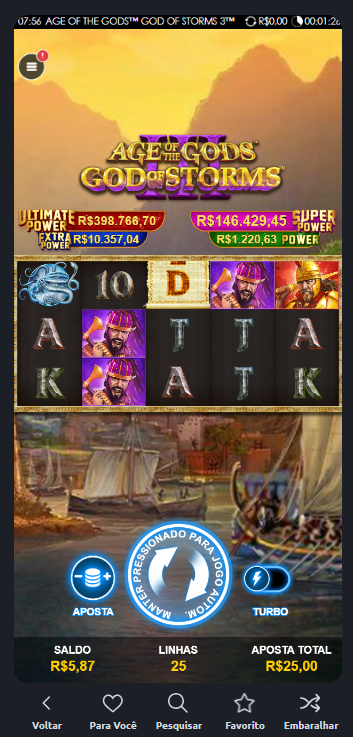 Age of the Gods Gods of Storms 3 com 4 jackpots fixos e gráficos atraentes
