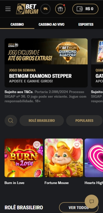 Cassino BetMGM com promoção de até 60 giros no jogo exclusivo Diamond Stepper