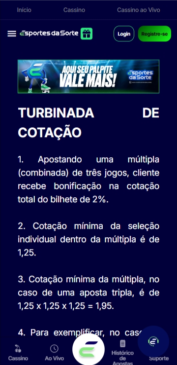 Promoção de cotações turbinadas na Esportes da Sorte, com até 100% de acréscimo nos odds