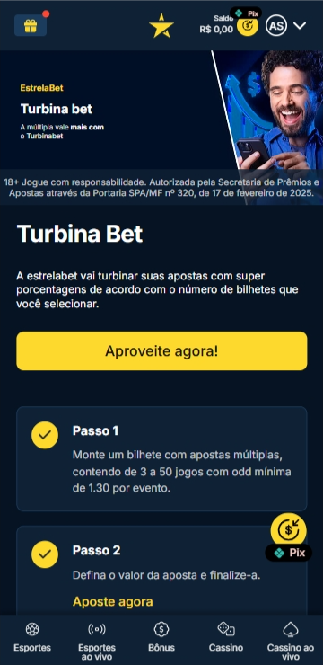 Promoção Turbina Bet com cotações turbinadas em apostas múltiplas na Estrela.bet