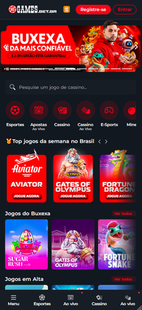 Cassino McGames apresentando jogos como Sugar Rush, Gates of Olympus e Fortune Snake