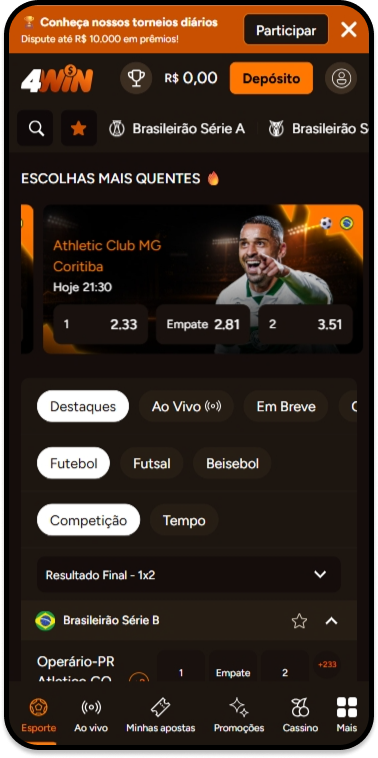 Seção de esportes da 4win com odds para a partida Estonia x Noruega