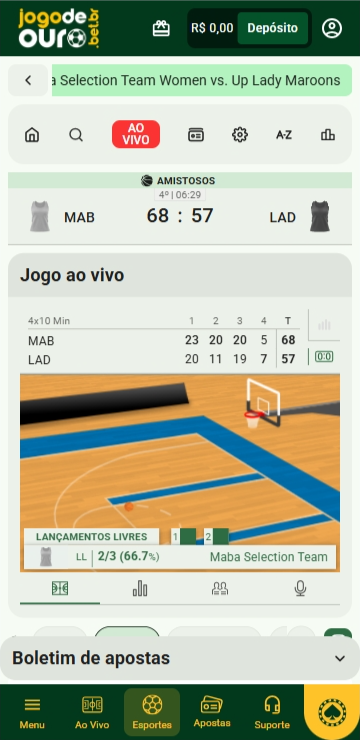 Partida de basquete entre Maba Selection Team e Up Lady Maroons com painel animado ao vivo