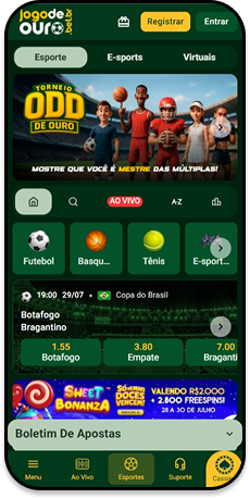 Seção de esportes na Jogo de Ouro