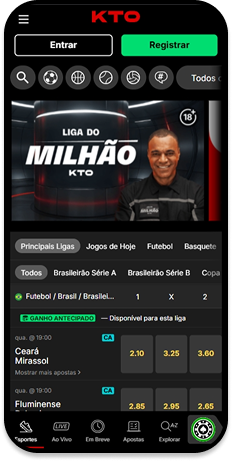 Página de esportes na KTO