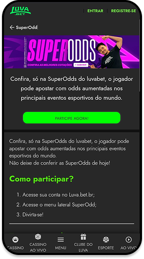 Plataforma com bônus Luva.Bet com ofertas de super odds nos principais eventos esportivos