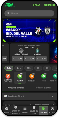Interface do site responsivo da Luva bet