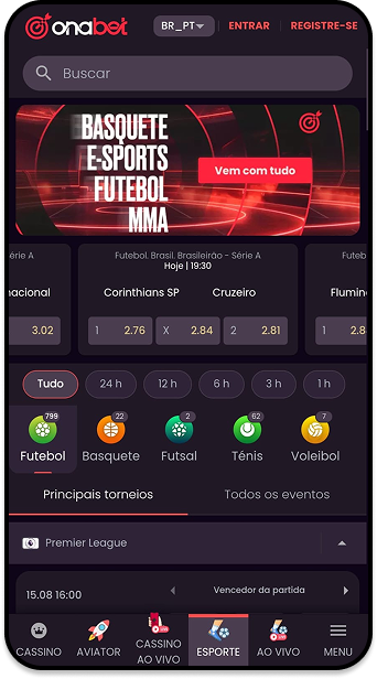 Aplicativo Onabet com opções de apostas em futebol, basquete, futsal, tênis e vôlei na Série A do Brasileirão."