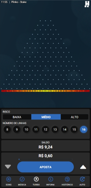 Versão do Plinko da Hacksaw Gaming na Stake