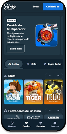 Página inicial do Stake cassino com jogos Fortune Tiger e Fenix Sortuda