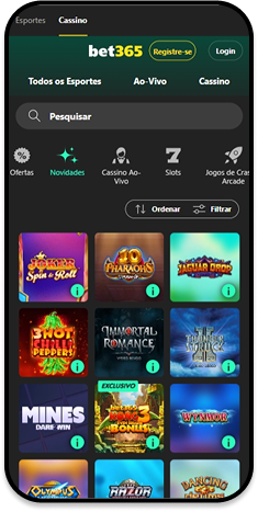 Página de slots da bet365 com jogos da saga Fortune e Gates of Olympus