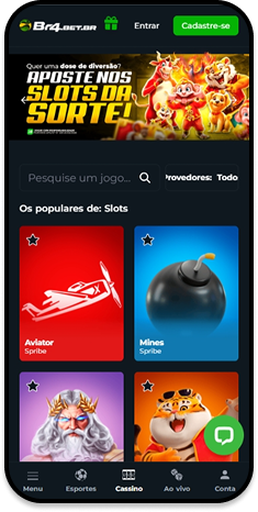 Tela inicial do cassino Br4bet mostrando seus recursos e jogos como Fortune Tiger e Fortune Dragon