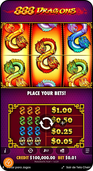 888 Dragons é um slot de 10 centavos criado pela provedora Pragmatic Play