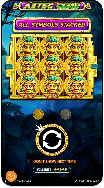 Aztec Gems é um slot de 10 centavos com volatilidade média e RTP 96,52%