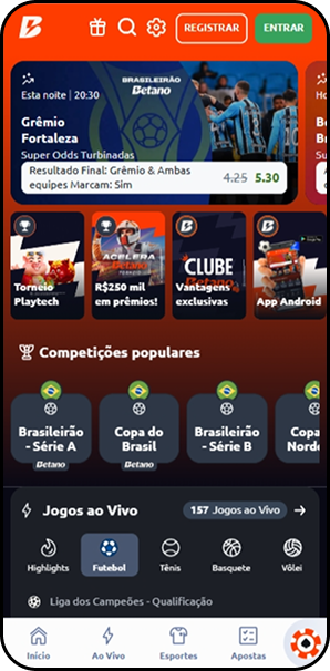 Página principal da Betano