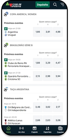 Área de esportes da Casa de apostas