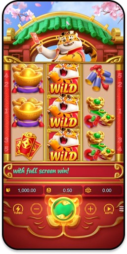 Tela inicial do jogo Fortune Tiger com os símbolos Wild em destaque no rolo central