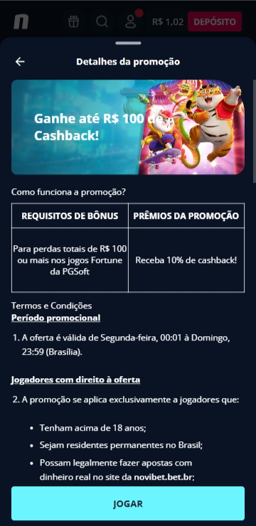 Novibet Cashback Fortune Tiger