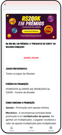 Promoção de R$ 200 mil em prêmios para jogos da Wazdan na Superbet.