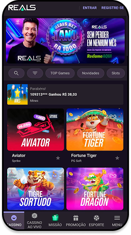 Cassino Reals com jogos como Spaceman e The Great Icescape