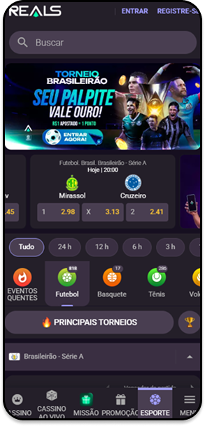 Página inicial da Realsbet no site responsivo