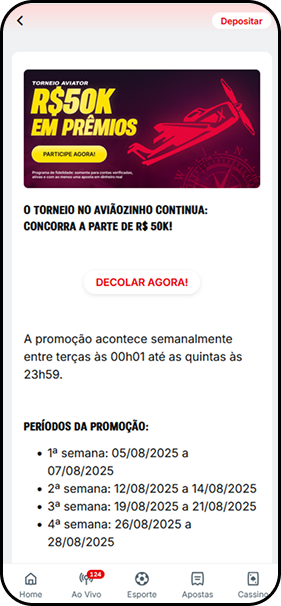 Torneio Aviator da Superbet com 50 mil Reais em prêmios para os melhores jogadores