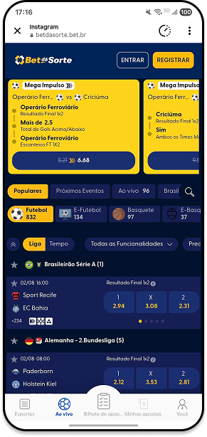 Tela da Bet da Sorte com apostas na Copa Libertadores e combos de jogadores como Bruno Henrique e Estevão