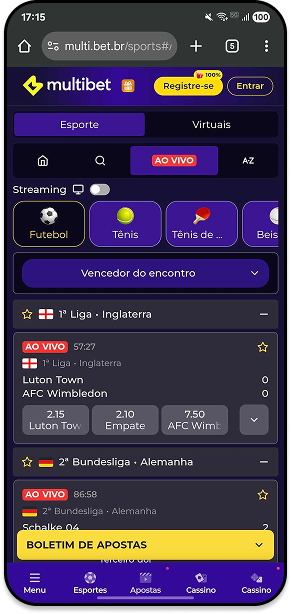 Odds para apostas ao vivo na casa Multibet, com destaque para jogos de futebol.