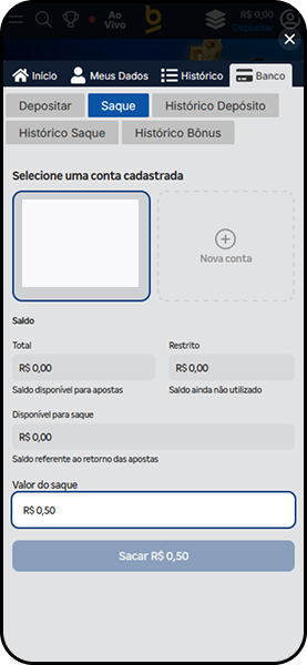 Saque de 50 centavos na casa de apostas Betnacional