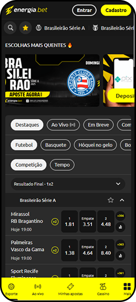 Casa de aposta legalizada Energia Bet com apostas para o Brasileirão